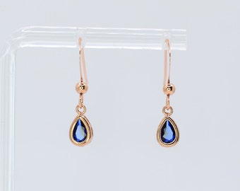 Rose Gold and Sapphire Teardrop Birthstone Earrings, Sapphire Earrings, Vintage Inspired Earrings, Art Deco Earrings, Jewellery Set