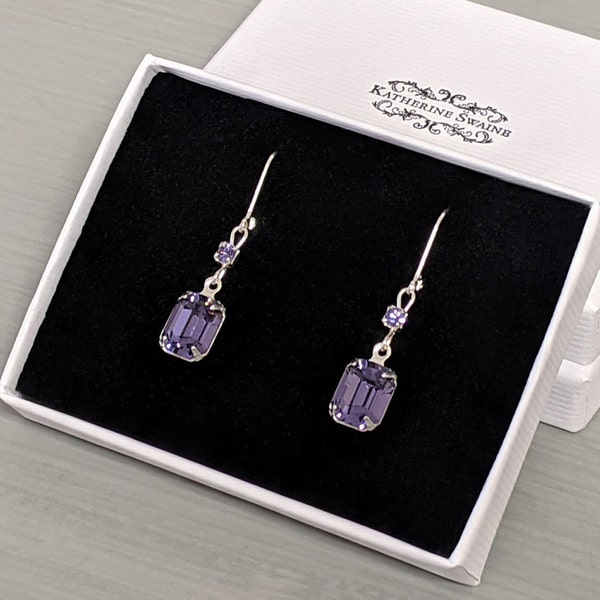 Tanzanite Crystal Leverback Earrings, Vintage Inspired Earrings, Anniversary Gift, Retirement Gift, Jewellery Set, Drop Earring