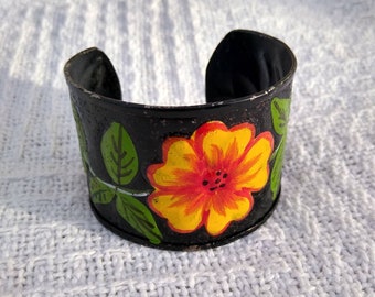 Handpainted Metal Cuff Bracelet