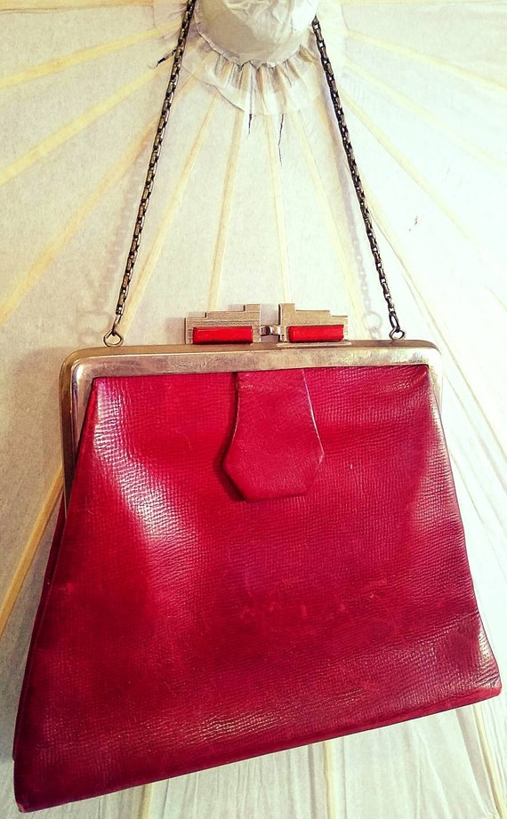 Art Deco Red Leather Purse - image 4
