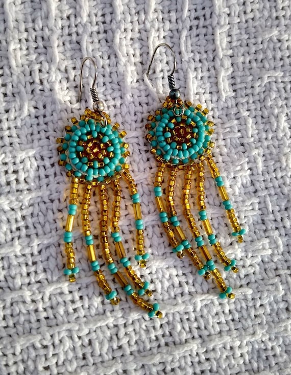 Native American Hand Beaded Earrings