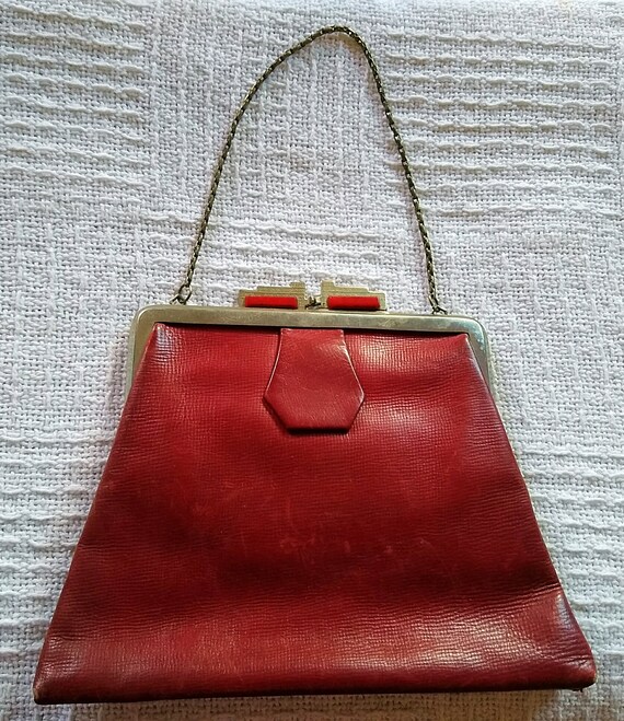 Art Deco Red Leather Purse - image 2
