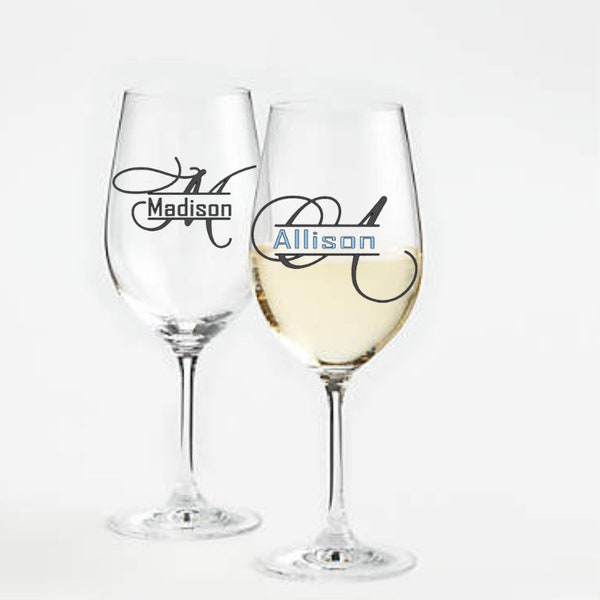 Monogram Wine Glass Etsy