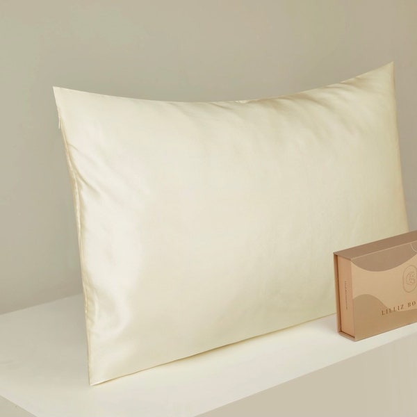 40 x 80 cm silk pillowcase 22 momme, hoop closure |High-quality silk bed linen| Gift idea |80 x 80 cm/60 x 80 cm|cream white