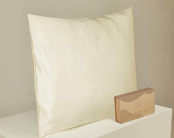 80 x 80 cm silk pillowcase 22 momme, tire closure |High-quality silk bed linen| Gift idea | Cream white