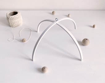 DIY baby mobile /wooden  baby mobile hanger / baby mobile frame / baby crib mobile holder / crossed half circles frame / WHITE