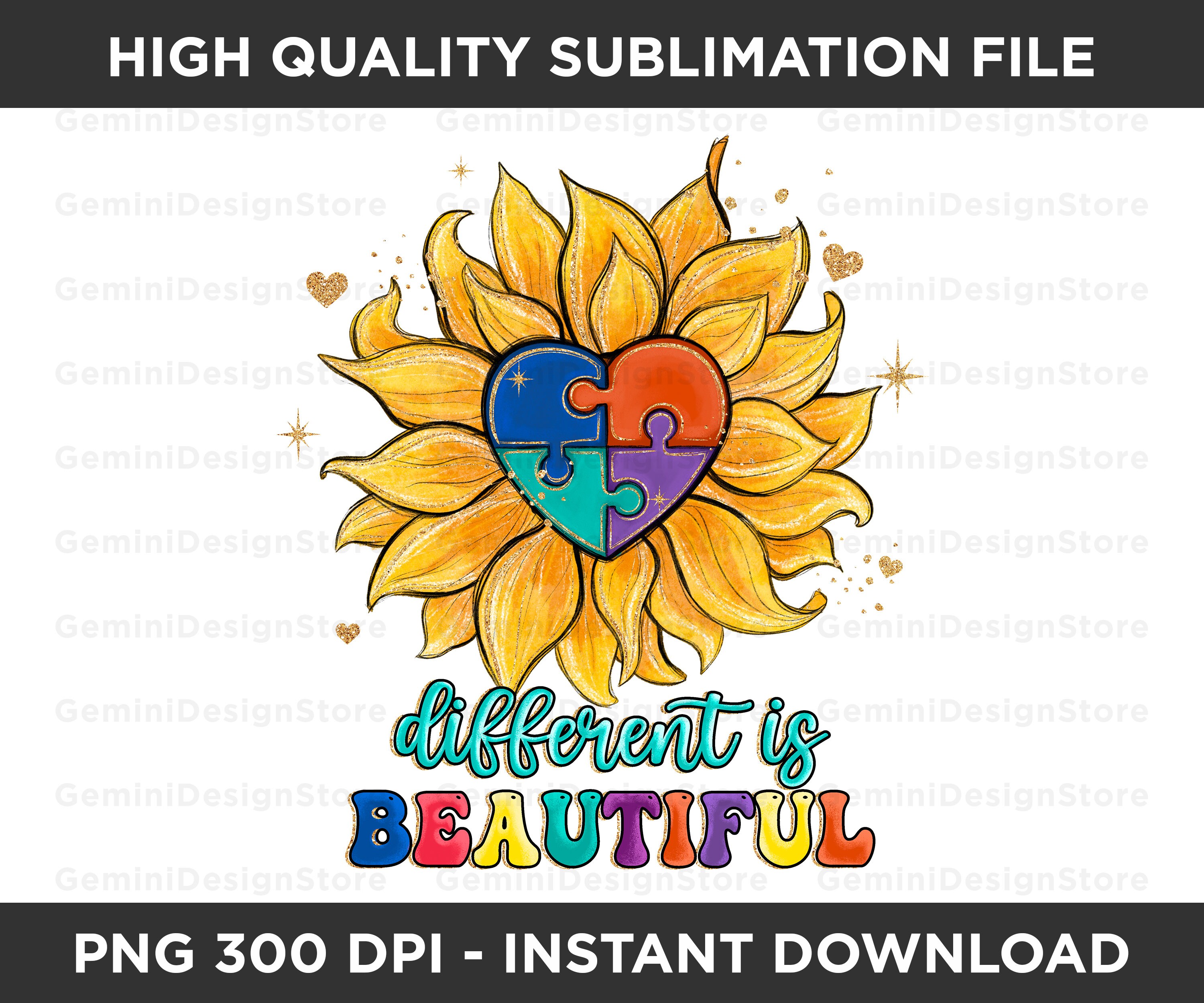 Autism Different is Beautiful PNG INSTANT DOWNLOAD - Etsy