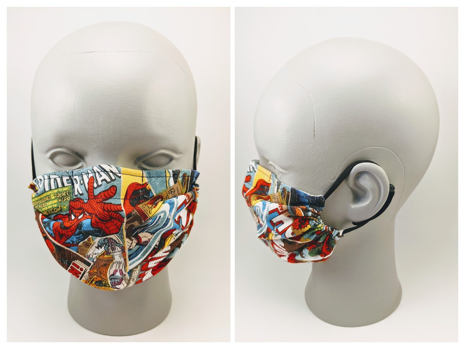 Marvel Avengers Comic Book Face Mask Adult Size 100 Cotton Etsy
