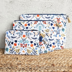 Rifle Paper Wildwood Multi Zippered Pouch/Coin Purse, 3 Sizes, Fully Lined