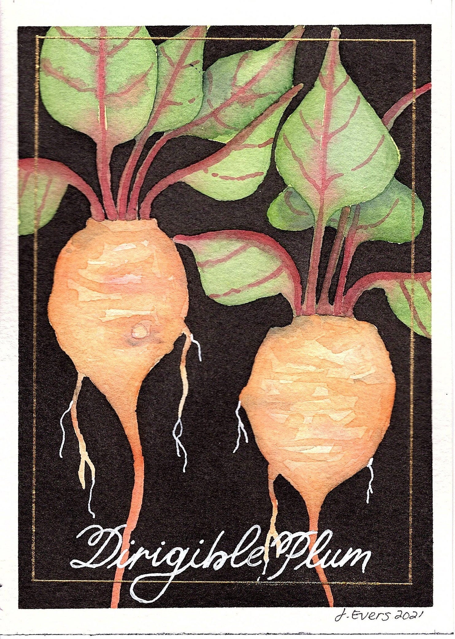 ORIGINAL 5x7 dirigible plum botanical watercolor Etsy