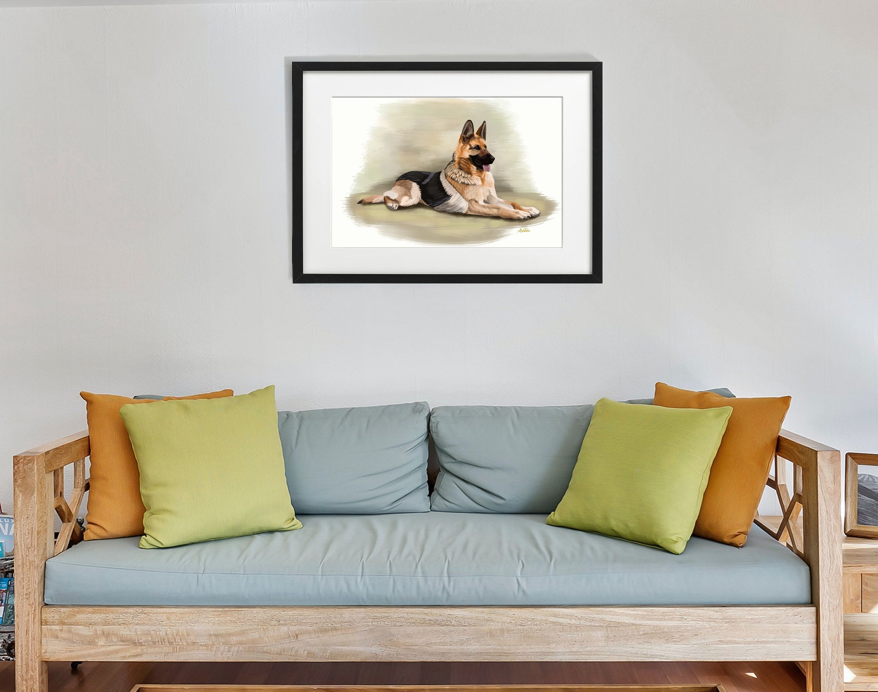 Printable wall art dog portrait dog painting instant | Etsy