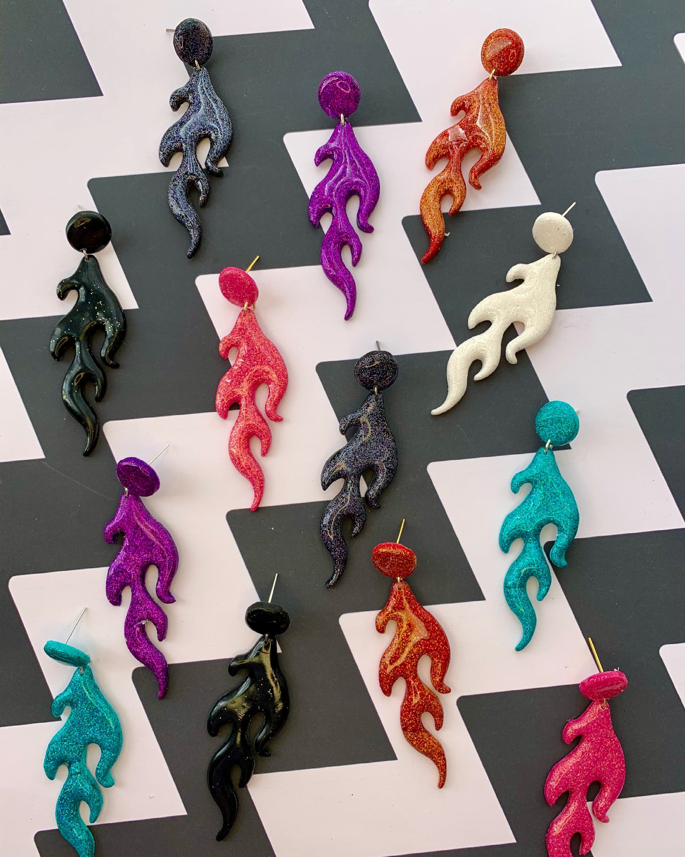 Handmade Polymer Clay Glitter Flames Etsy