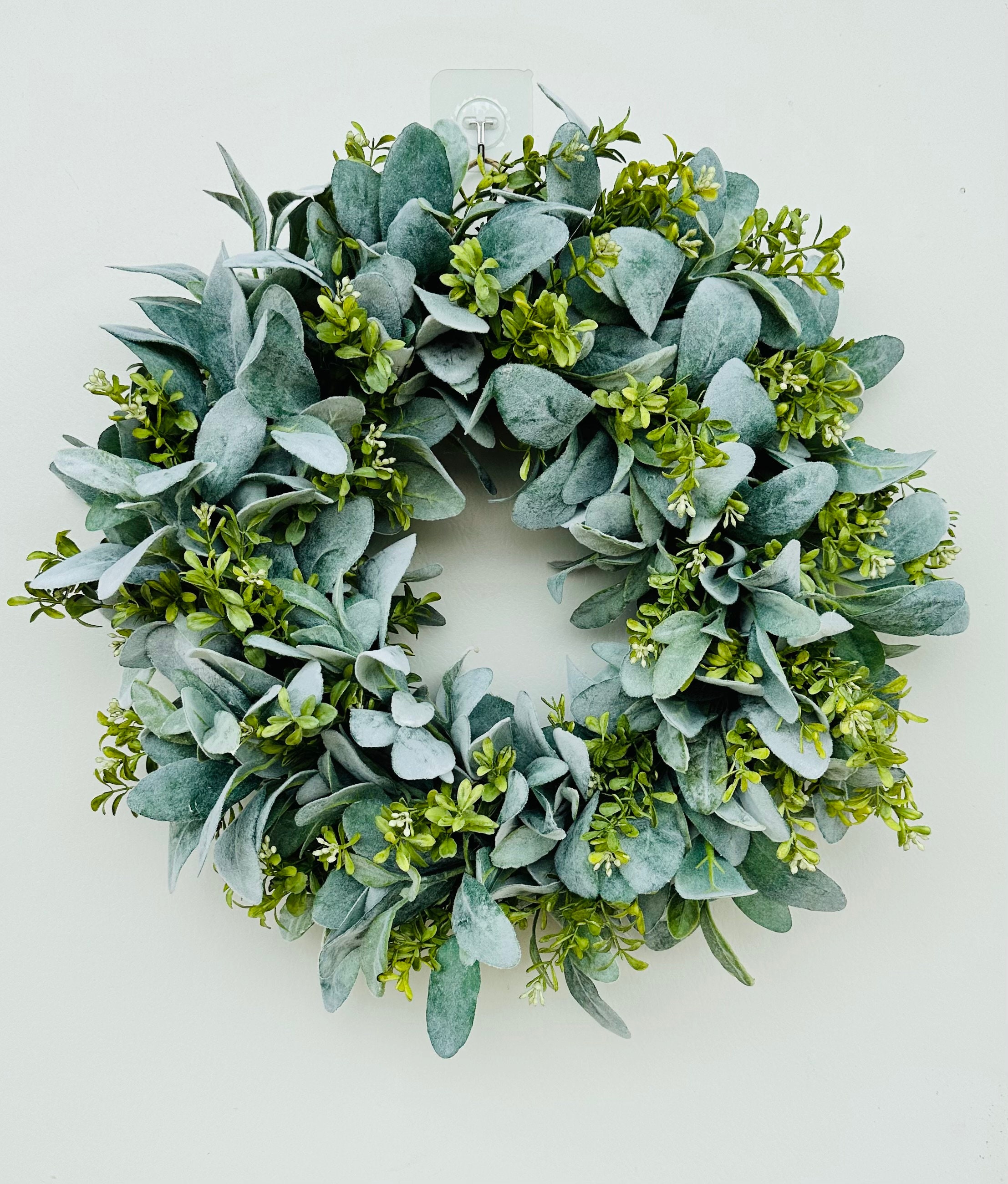 Everyday Lambs Ear Greenery Wreath for Front Door-handmade Artificial ...
