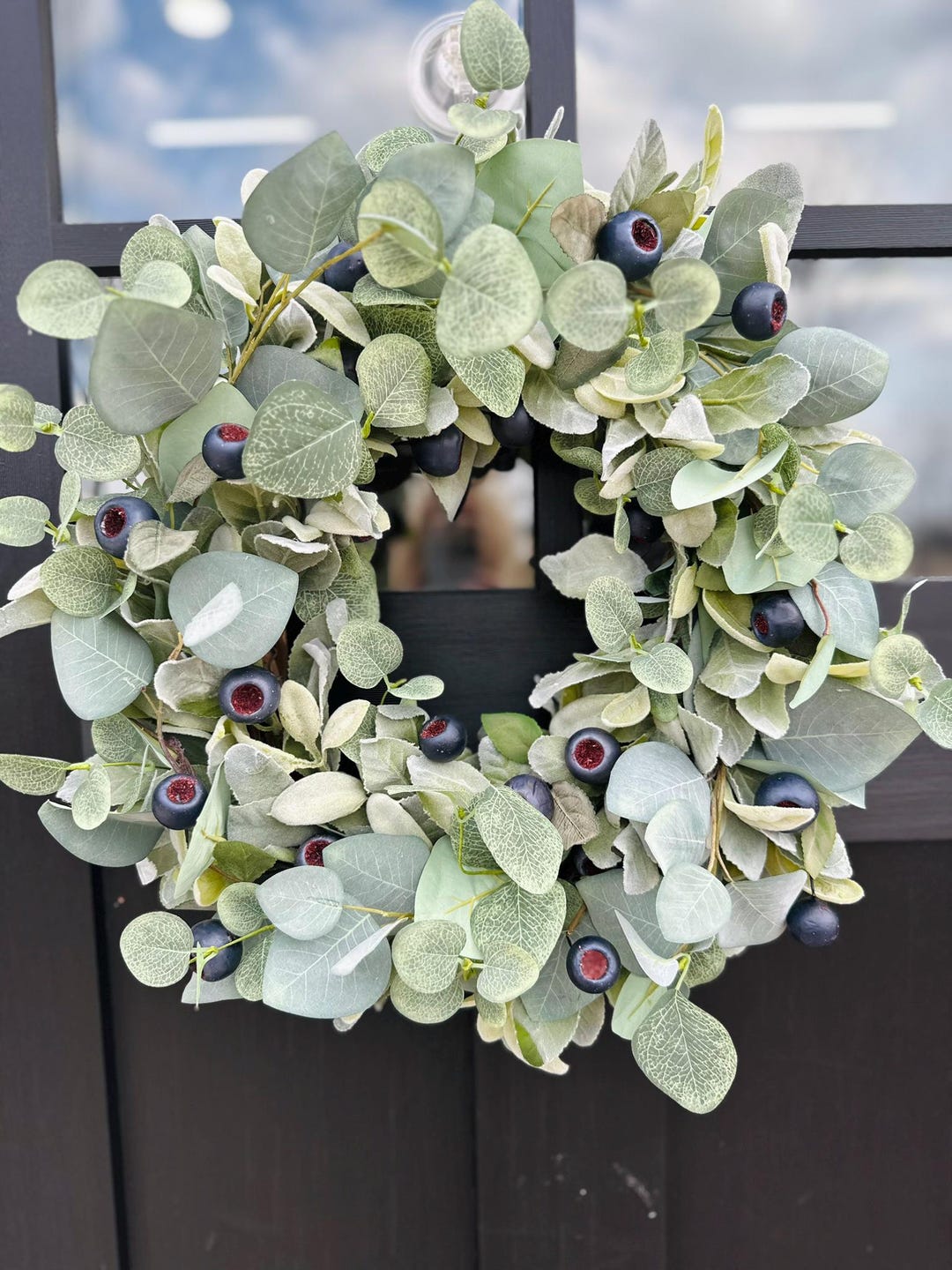 Everyday All Year Round Lambs Ear Eucalyptus Blueberry Wreath for Front ...
