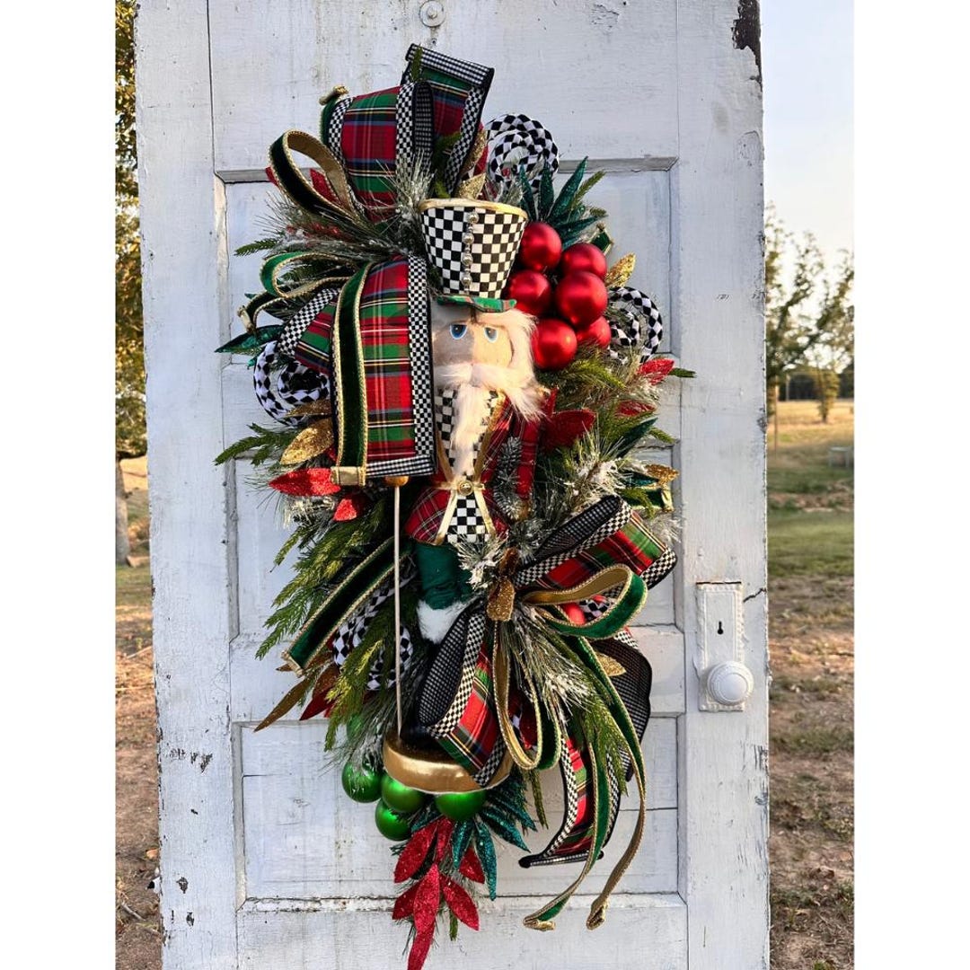 Extravagant XL Nutcracker Christmas Wreath Swag 42x22 Holiday Decor ...