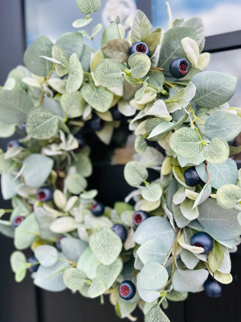 Everyday All Year Round Lambs Ear Eucalyptus Blueberry Wreath for Front ...