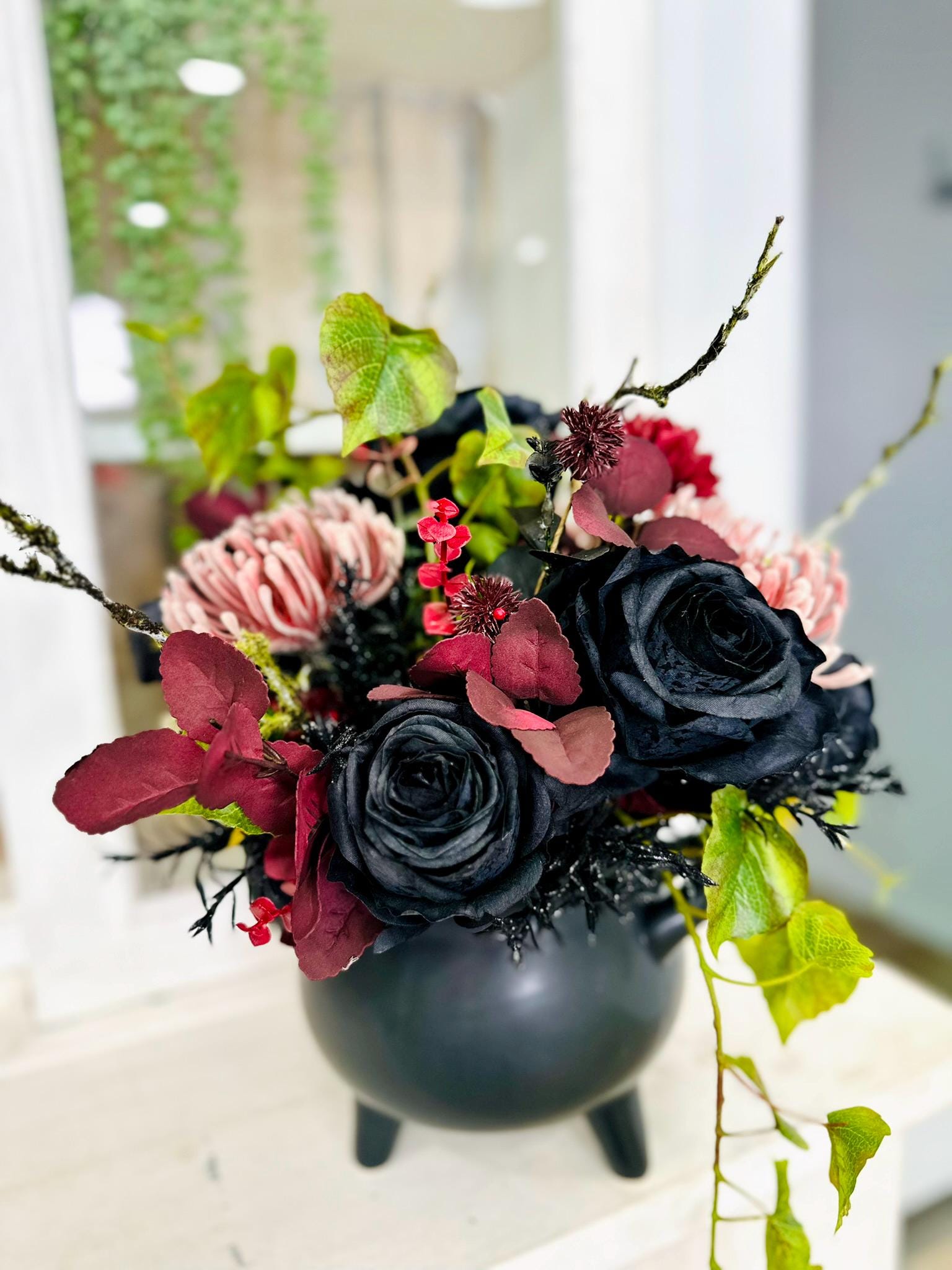 Halloween Cauldron Floral Table Arrangement – 16