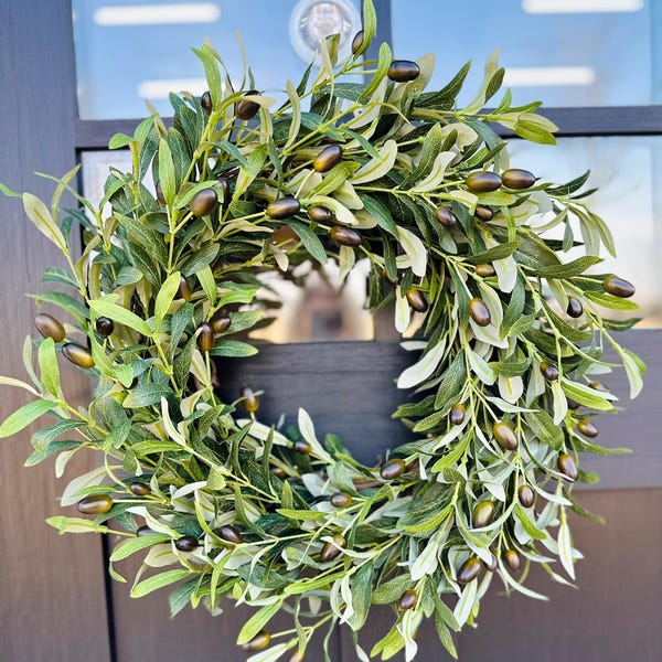 Olive Branch Wreath for Front Door I Year Round Greenery Wall Decor I Neutral Entryway Gift for New Homeowner