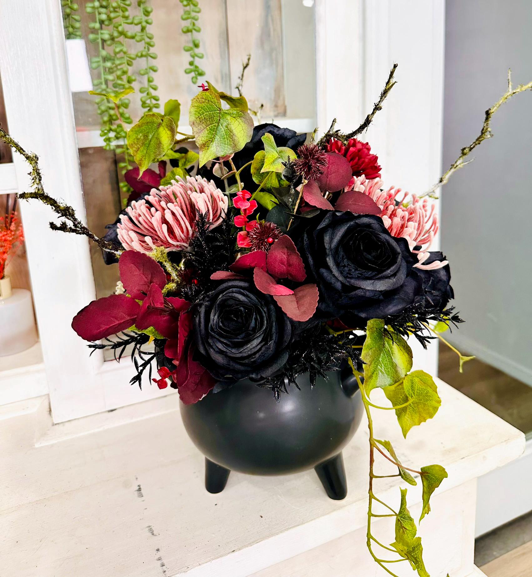 Halloween Cauldron Floral Table Arrangement – 16