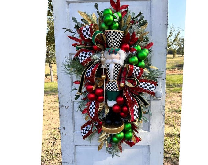 Extravagant XL Nutcracker Christmas Wreath Swag | 42