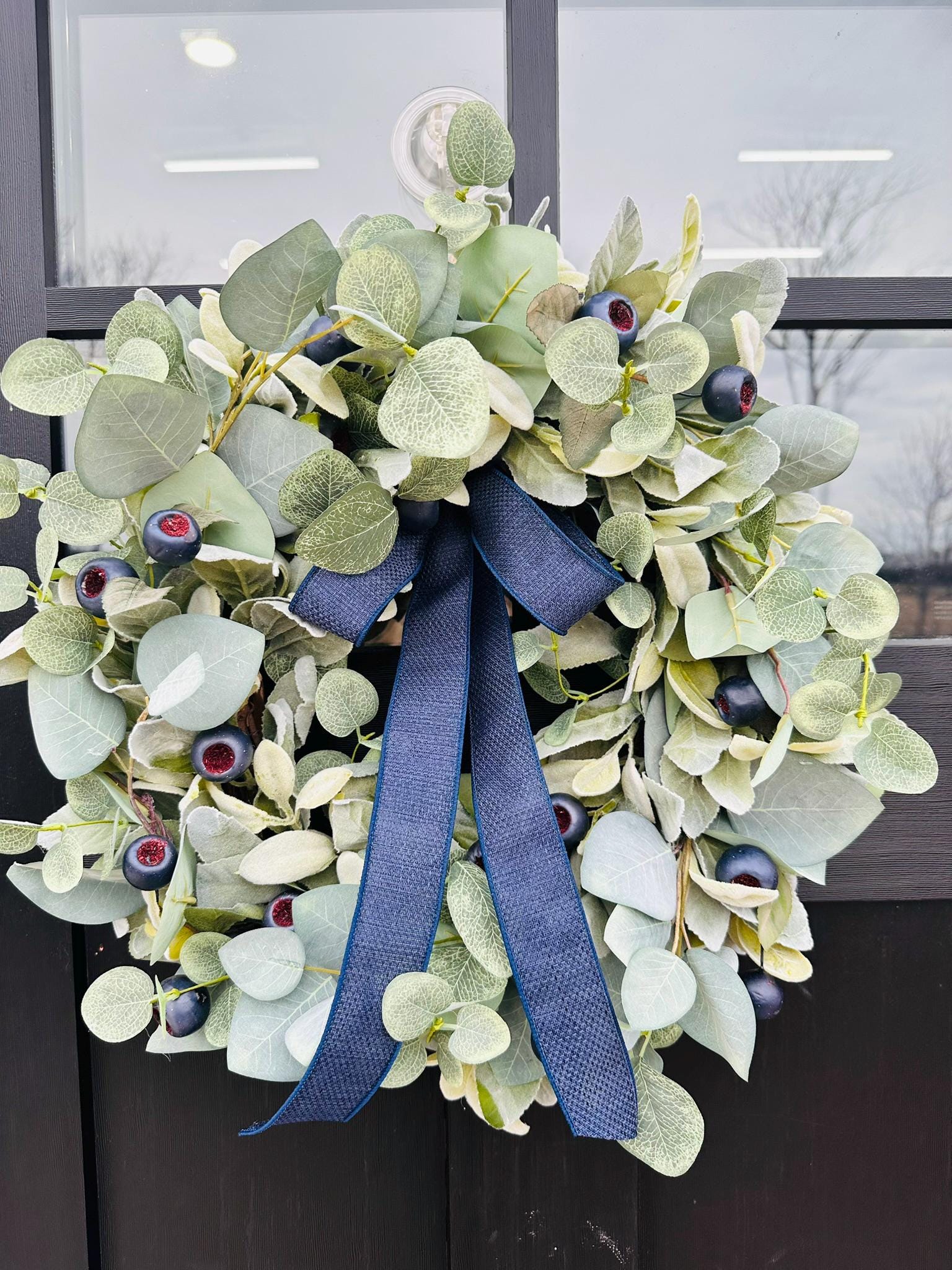 Everyday All Year Round Lambs Ear Eucalyptus Blueberry Wreath for Front ...