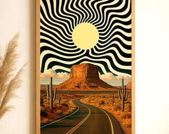 Psychedelic Desert Print: 70s Retro Surreal Landscape (Digital Download)
