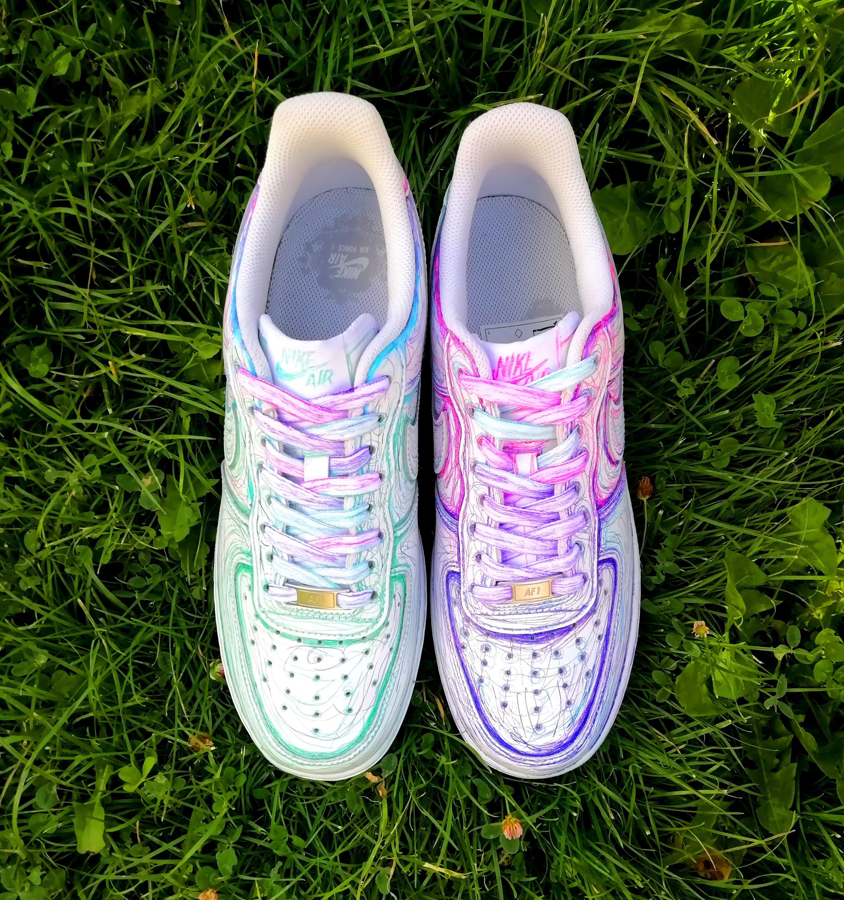 Ballpoint Air Force 1, Custom Doodle Sneakers, Hand Drawn Scribble ...