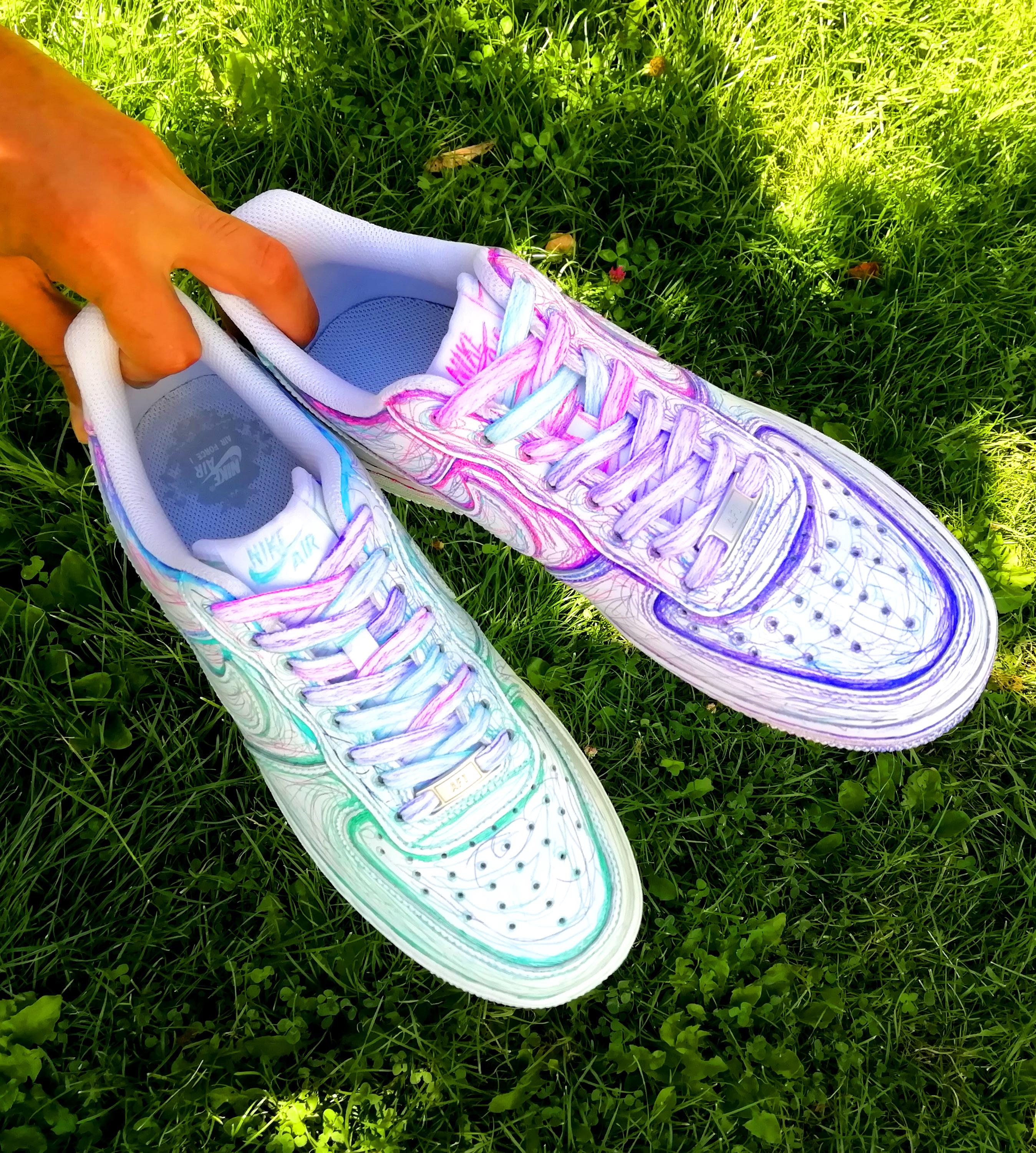 Ballpoint Air Force 1, Custom Doodle Sneakers, Hand Drawn Scribble ...