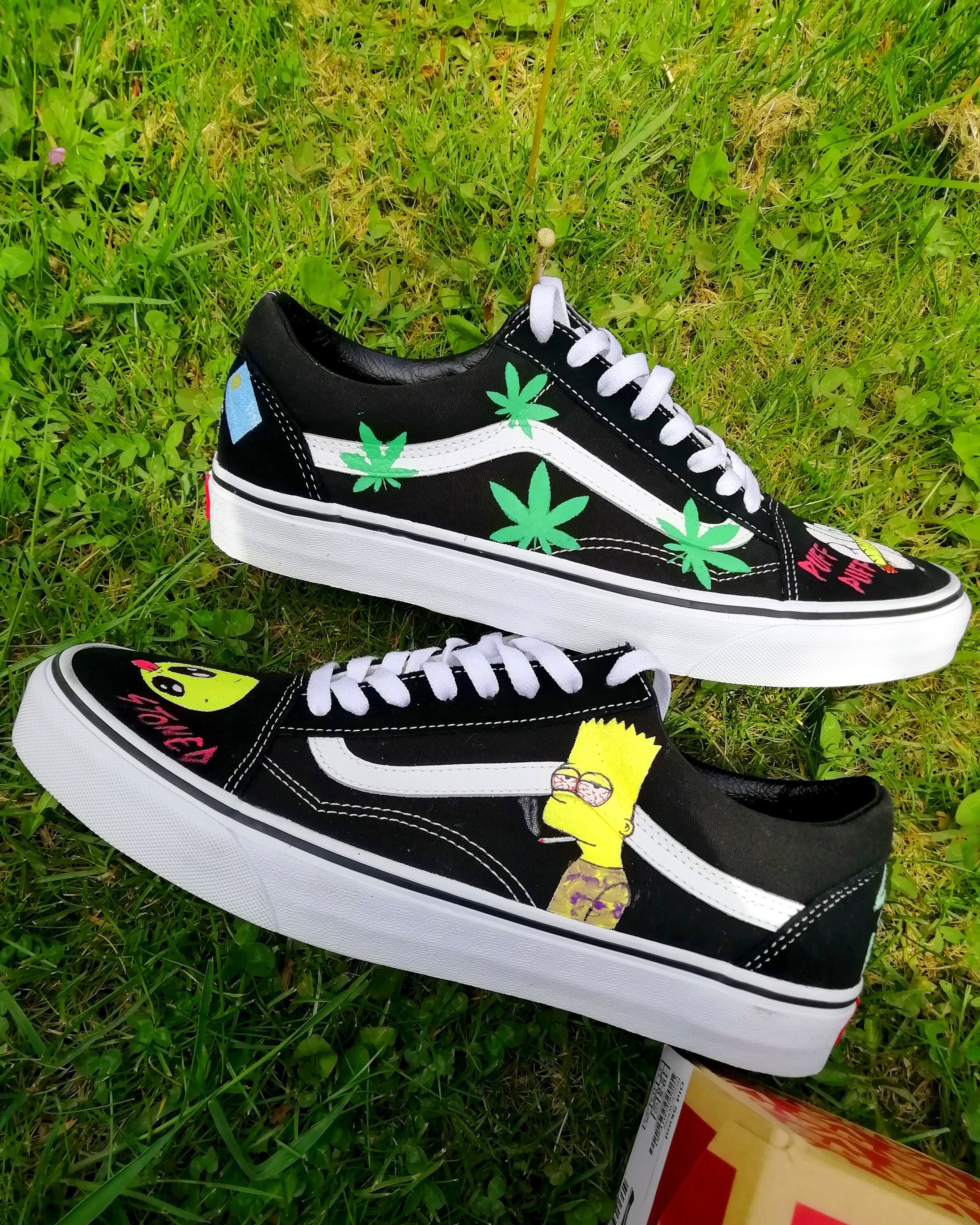 Stoner Bart Custom Vans Old Skool for Stoner Hand painted Custom Sneakers Gift for Simpsons Fan Personalized Designer Shoes Etsy