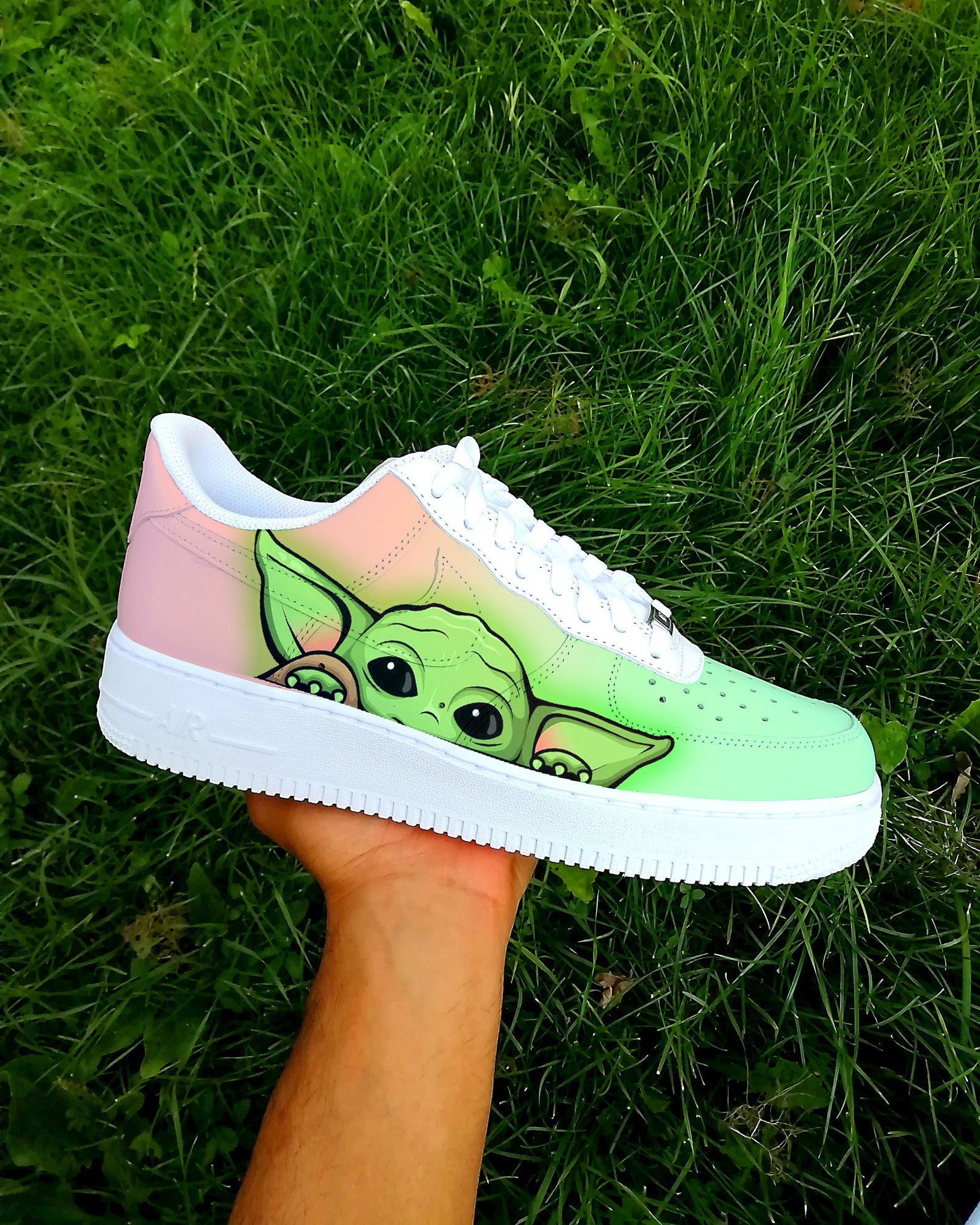 Baby Yoda Handpainted Custom Sneakers Personalized Etsy