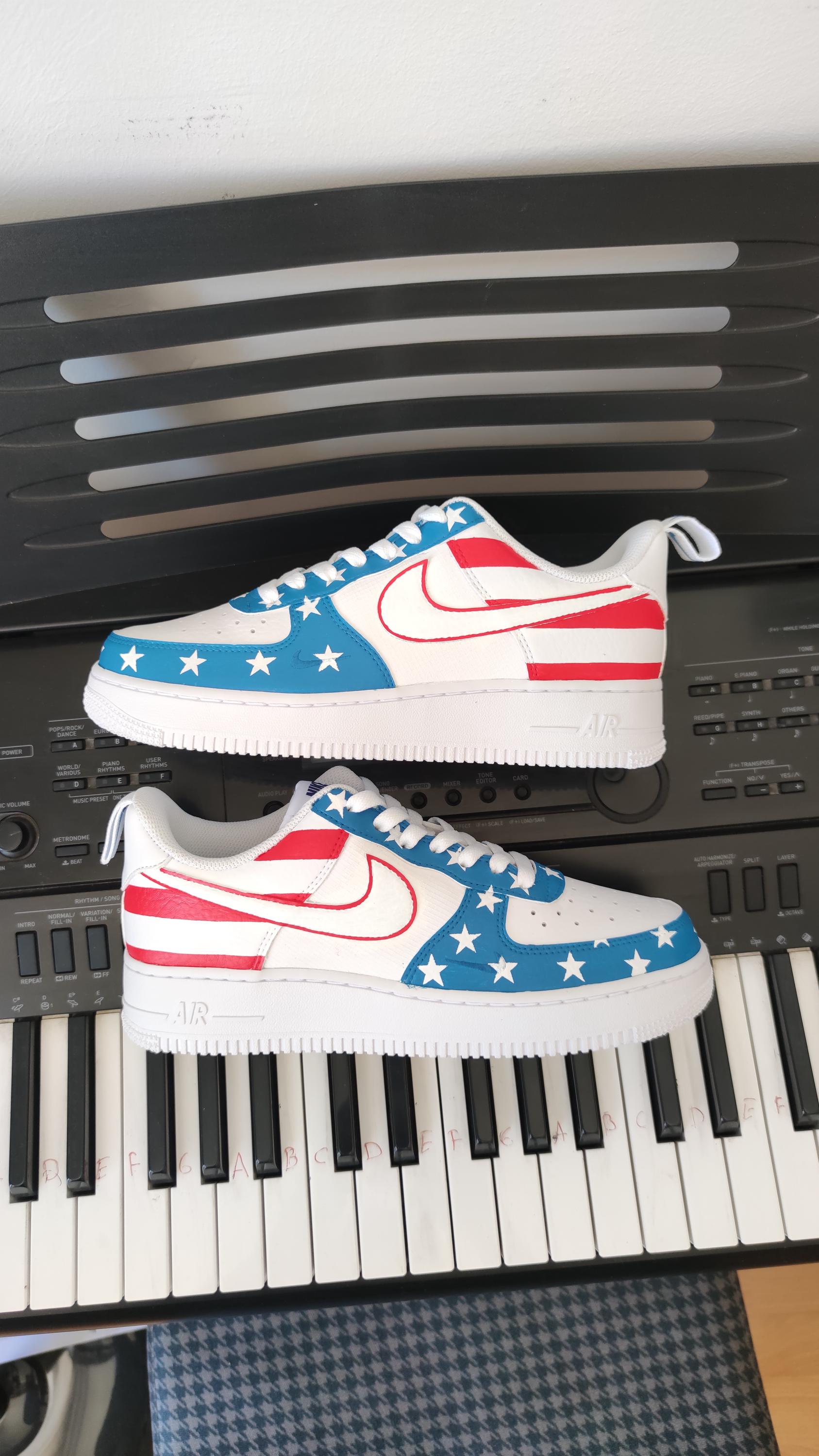 Hand-painted American Flag Air Force One Sneakers: Patriotic Gift
