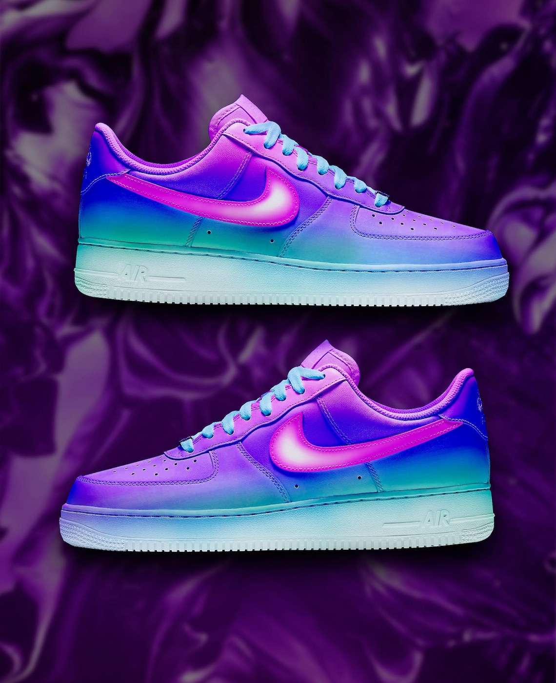 the customized purple air force sneakers