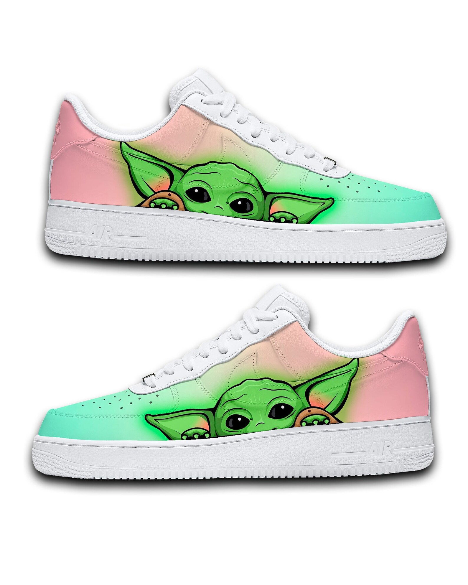 Baby Yoda Handpainted Custom Sneakers Personalized Etsy