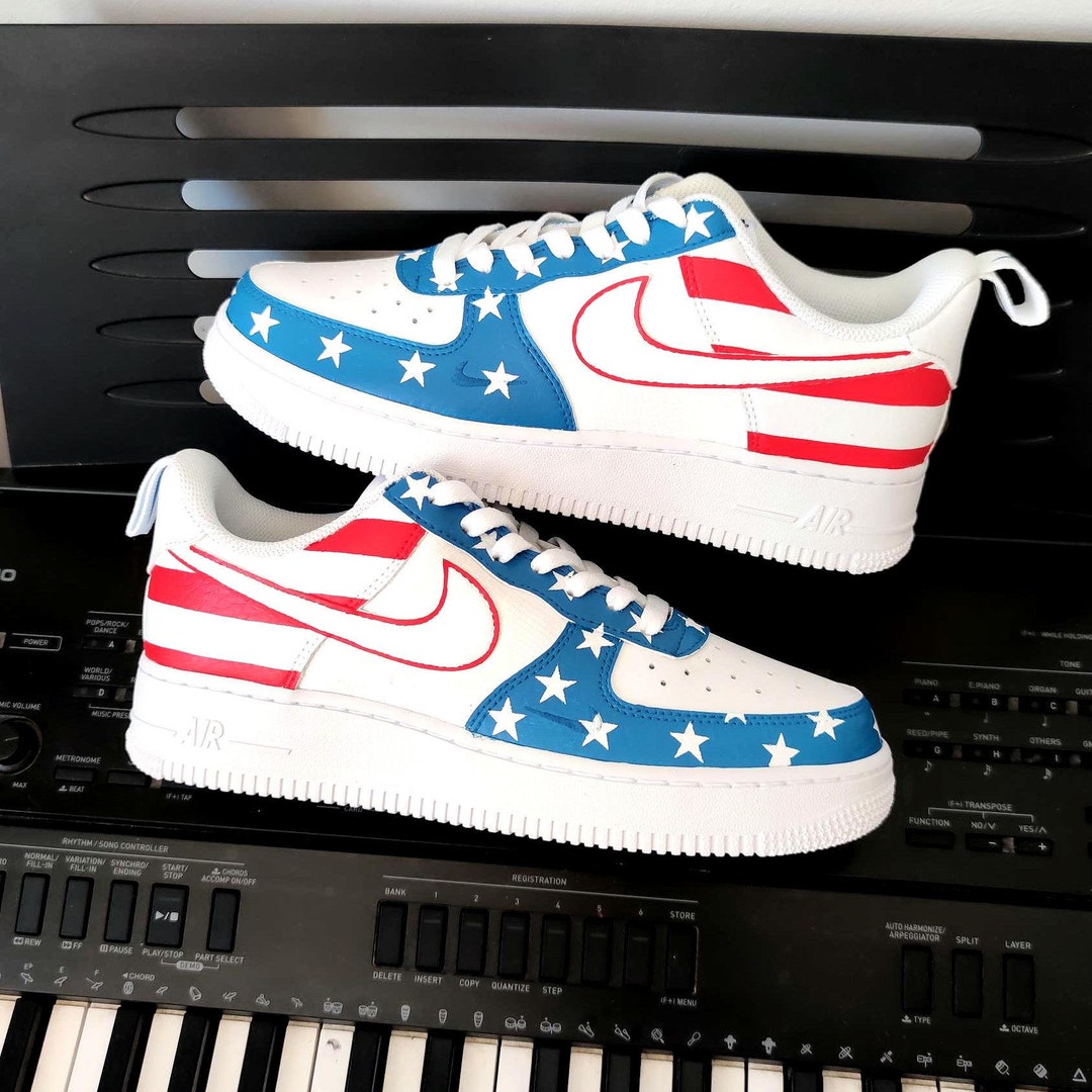 Hand-painted American Flag Air Force One Sneakers: Patriotic Gift