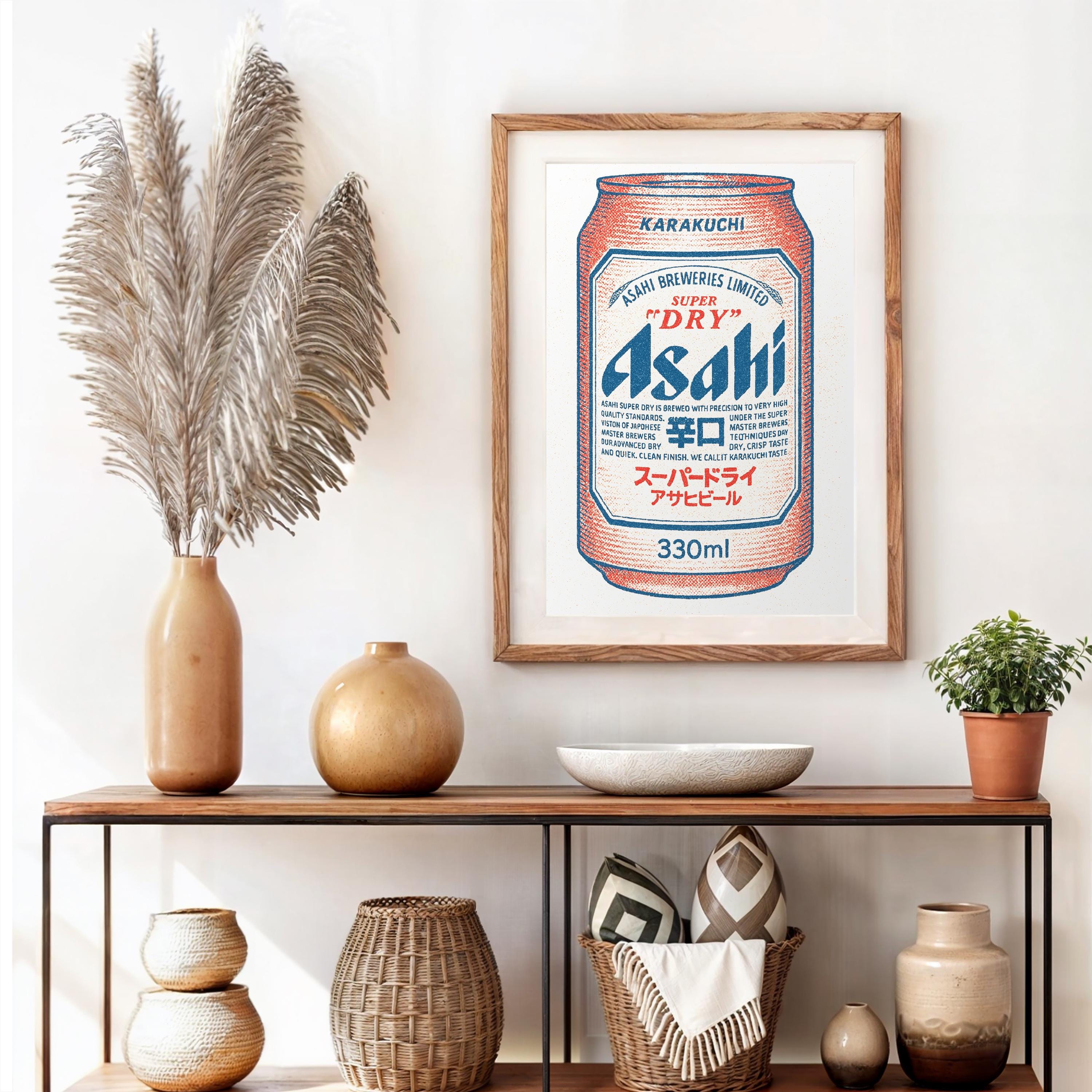 Vintage Asahi Beer Poster: Retro Japanese Bar Art (digital