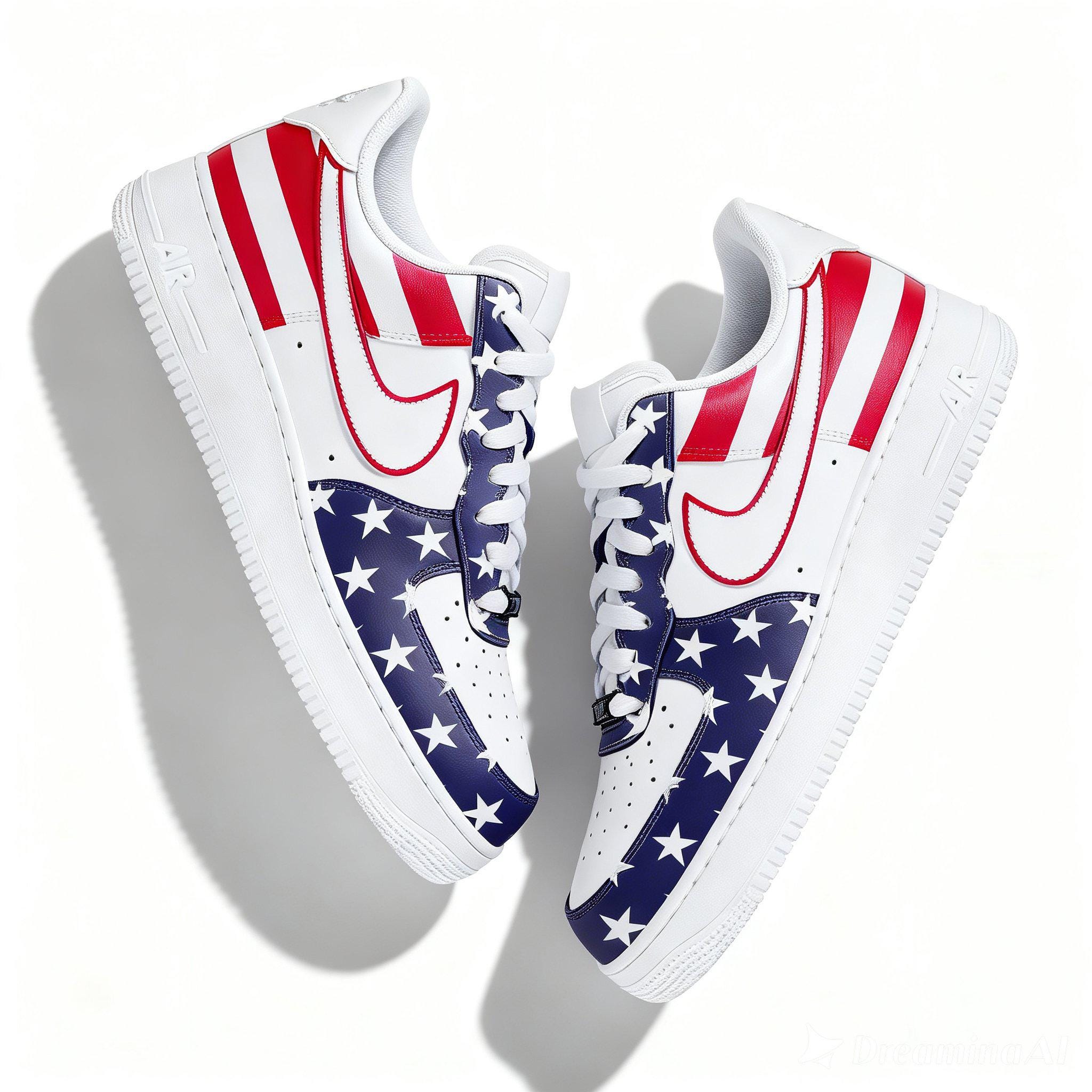 American Flag Air Force 1, Custom USA Nike AF1, Patriotic Sneakers
