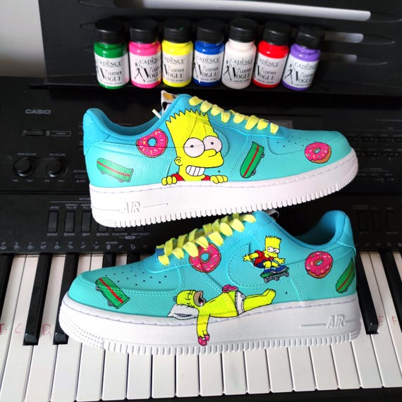 Simpsons bart homer custom Air force one for simpsons fan hand painted custom sneakers homer bart gift idea personalized designer shoes