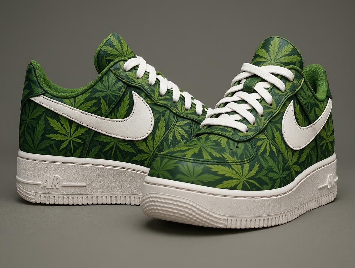 Nike AF1 Customized Sneakers Hand-painted green cannabis leaf Men\'s Size 9 Artist Series: Part I – JACKOAT main image 3