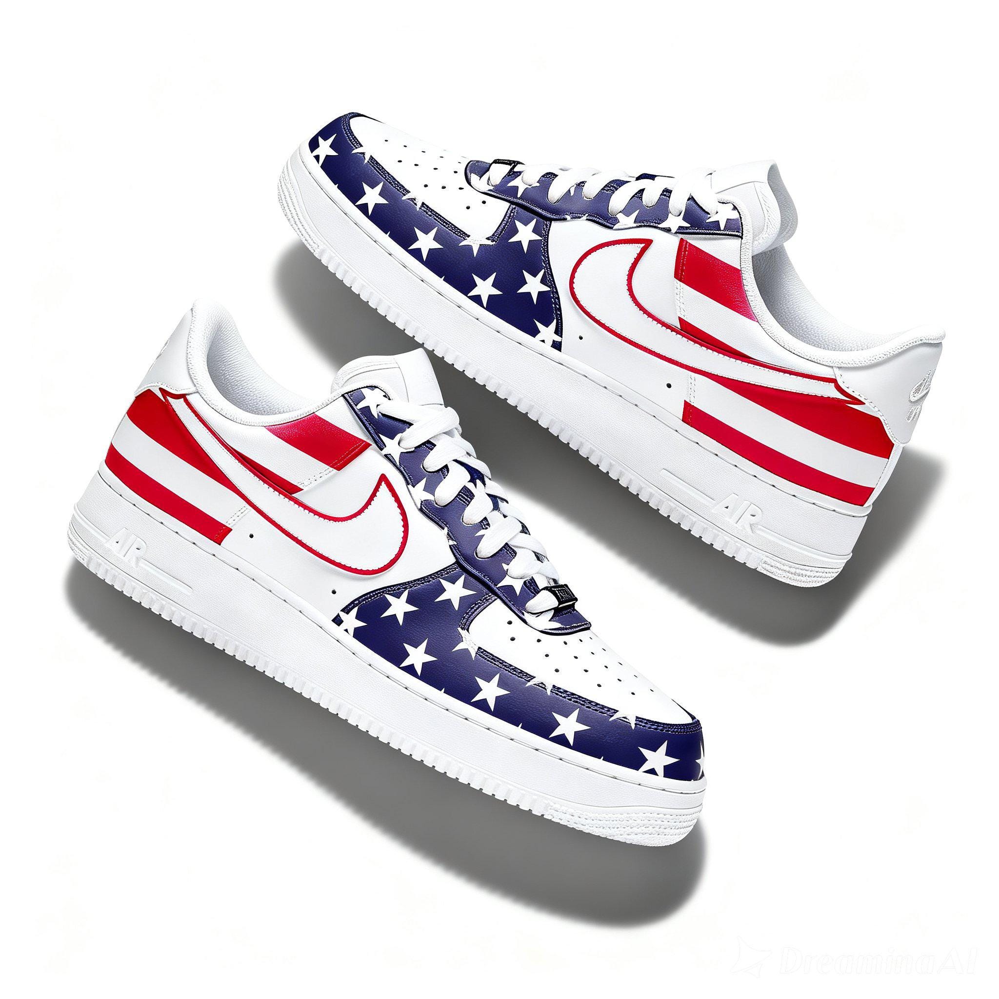 American Flag Air Force 1, Custom USA Nike AF1, Patriotic Sneakers