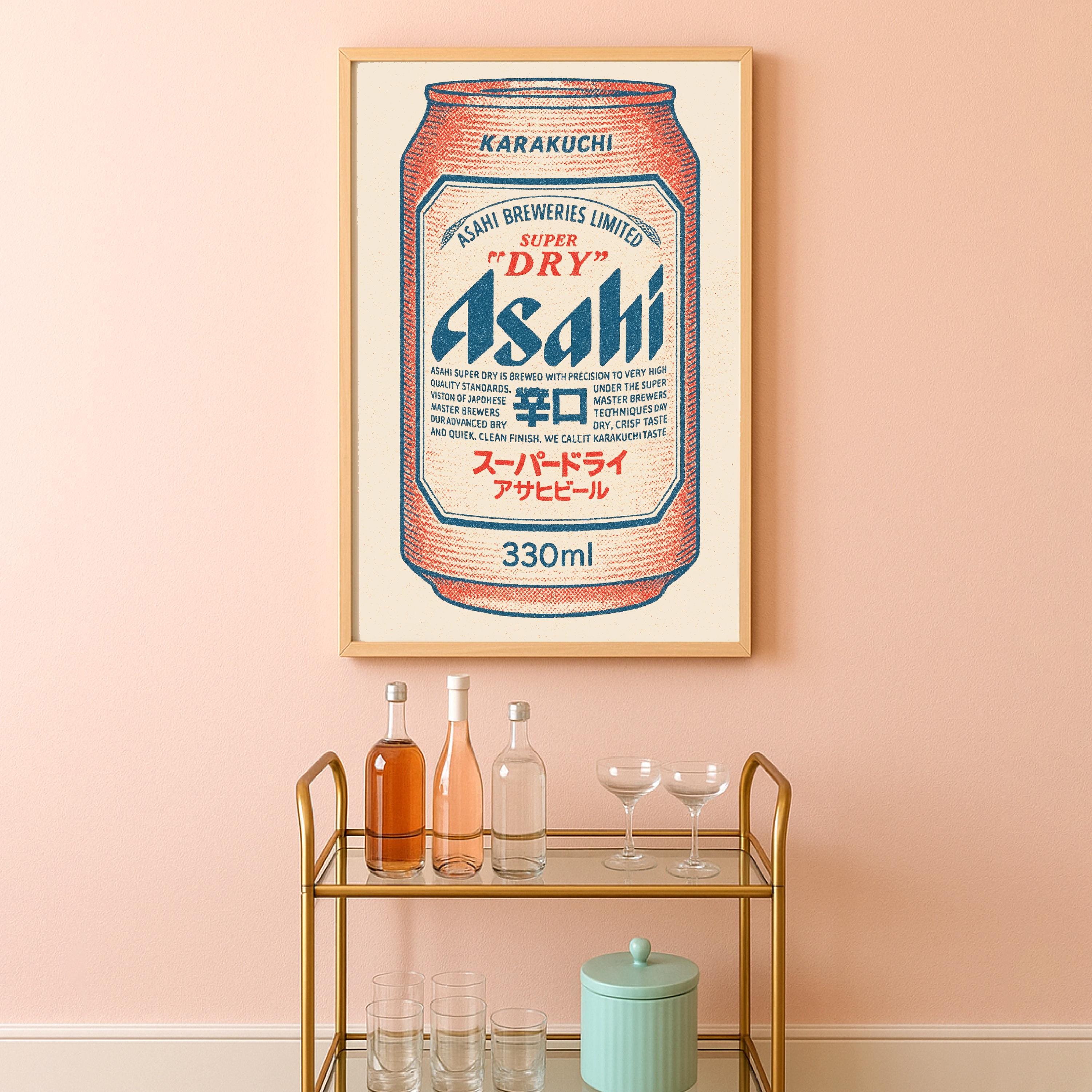 Vintage Asahi Beer Poster: Retro Japanese Bar Art (digital