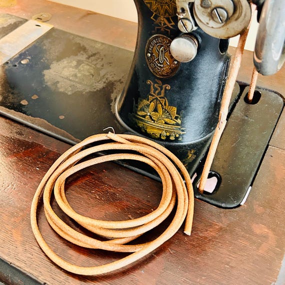 Leather Replacement Belt with hook for vintage treadle sewing machine