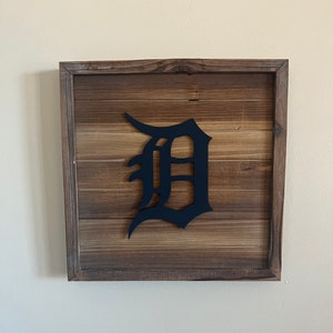 Detroit Tigers stained wood sign