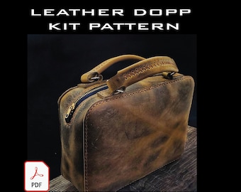 Leather Dopp kit Pattern - Pdf Download - Leather Pattern - Leather DIY - Leather Template - Leather PDF - Bag Pattern - Toiletry Bag