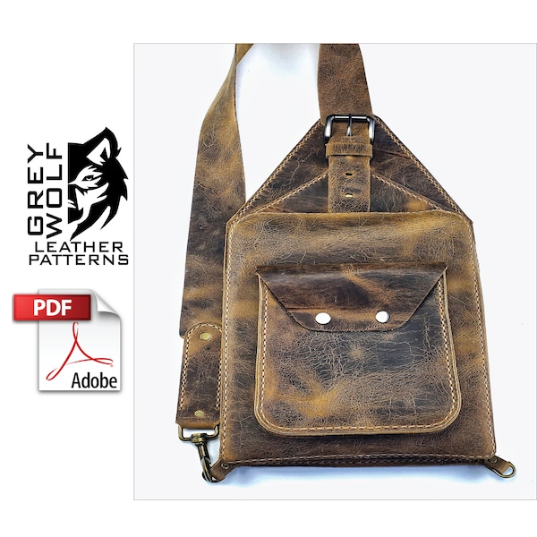 Leather Sling Bag Pattern - Pdf Download - Leather Pattern - Leather DIY - Leather Template - Leather PDF - Bag Pattern - Purse - Man purse