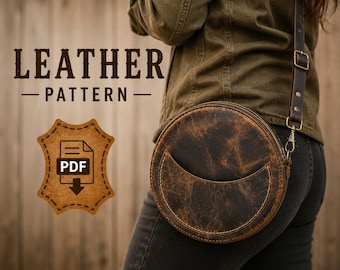 Round Leather Purse Pattern – DIY Bag Template (PDF Download)