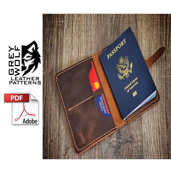 Leather Passport Pattern - PDF - Leather Pattern - Leather DIY - Leather Template - Leather PDF - Passport - id pouch - passport case