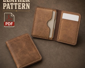 Minimalist Leather Wallet Pattern – Card Holder PDF Template with tutorial