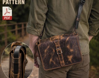 Leather Purse Pattern – unisex Satchel Template (PDF Download)