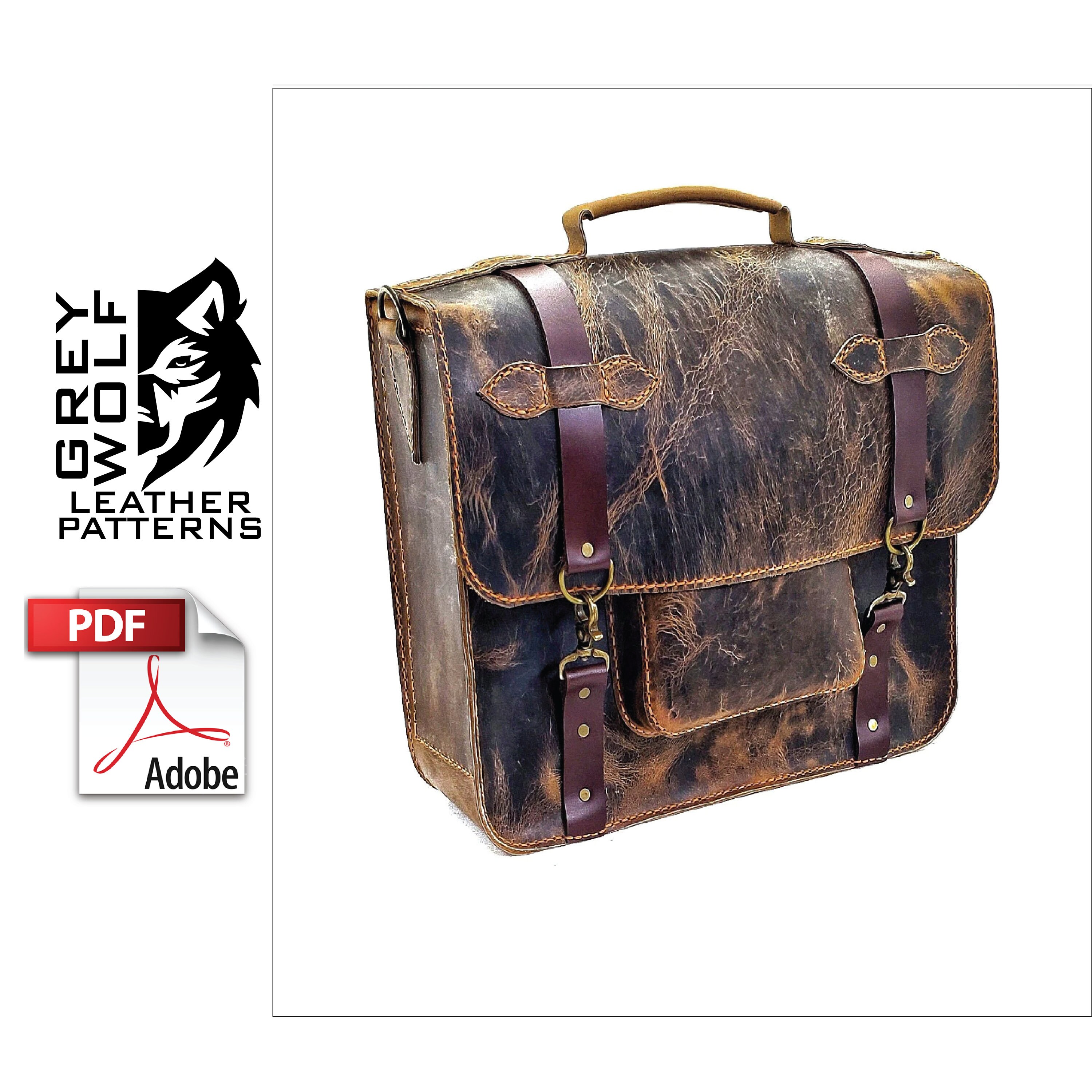 Leather Messenger Bag Pattern - PDF - Leather Pattern - Leather DIY ...