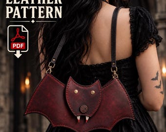 Leather Bat Purse PDF Pattern - Cross Body - Pdf Download - Leather Pattern - DIY - Leather Template - Purse - Halloween - Bat - Goth